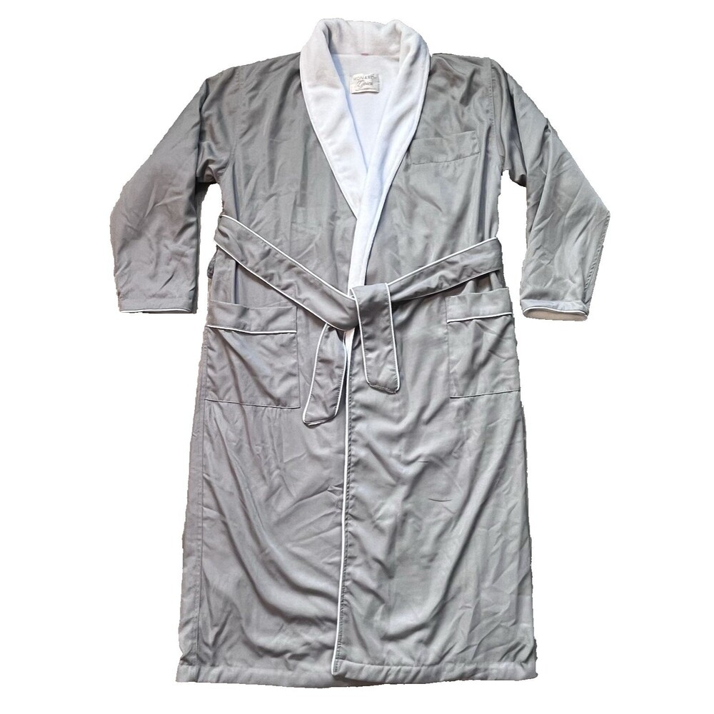 Monarch Cypress Luxury Spa Robe Womens Sz XS Luxe Natural Gray White Terry Lined